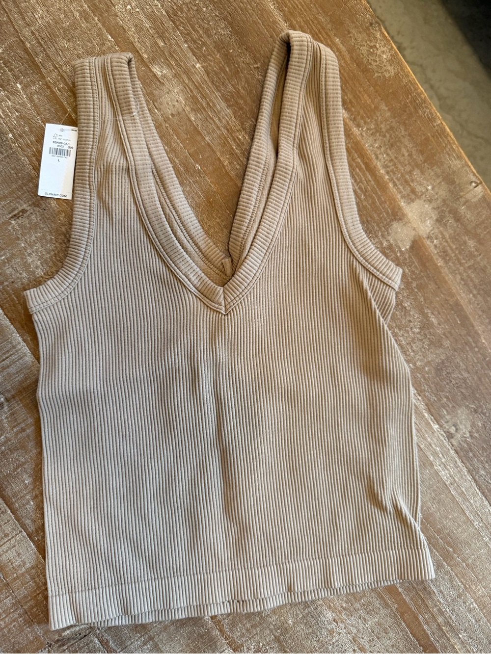 Old Navy Ribbed V-Neck Tank Top - Taupe - Picture 3 of 3